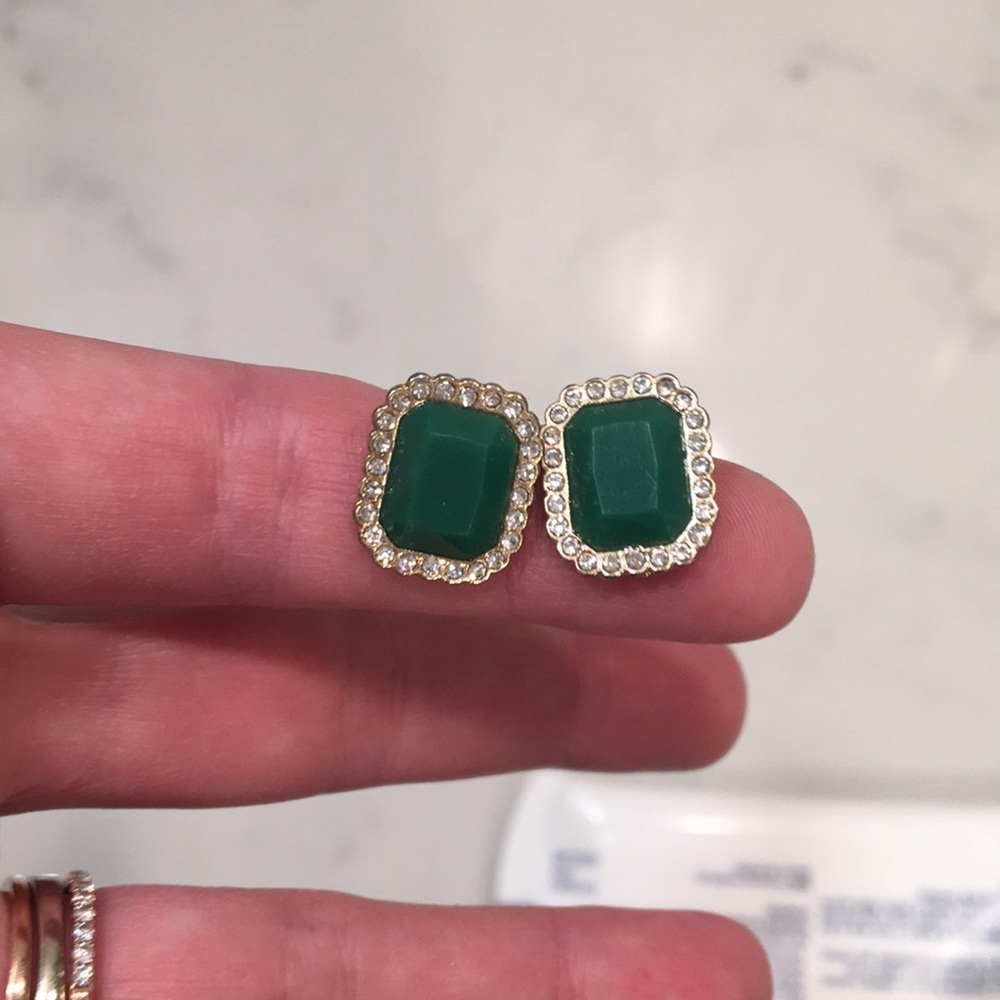 Green stone studs